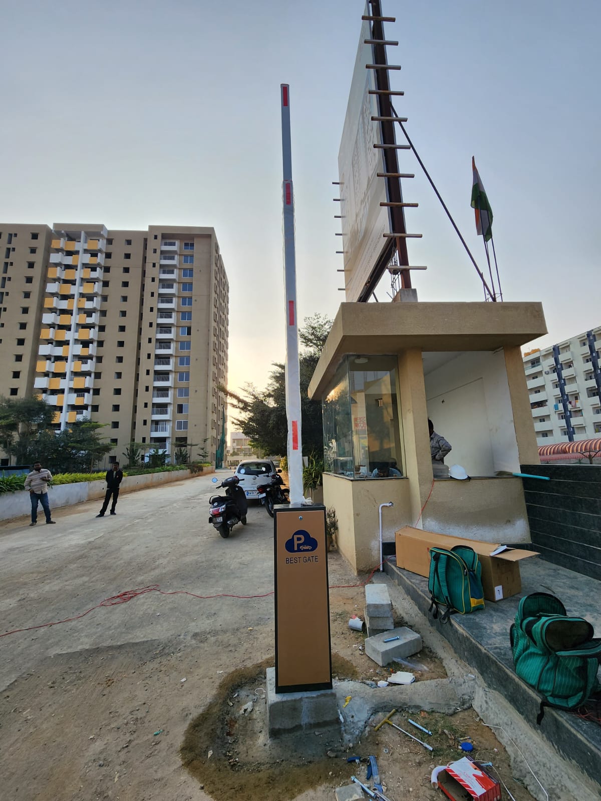 Boom barrier installation at a residential complex entrance