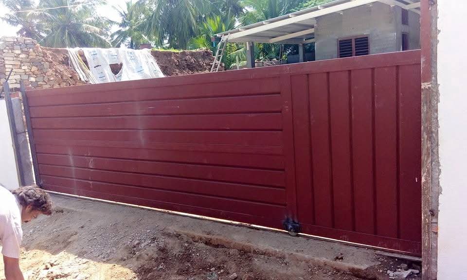 Burgundy custom sliding entrance gate